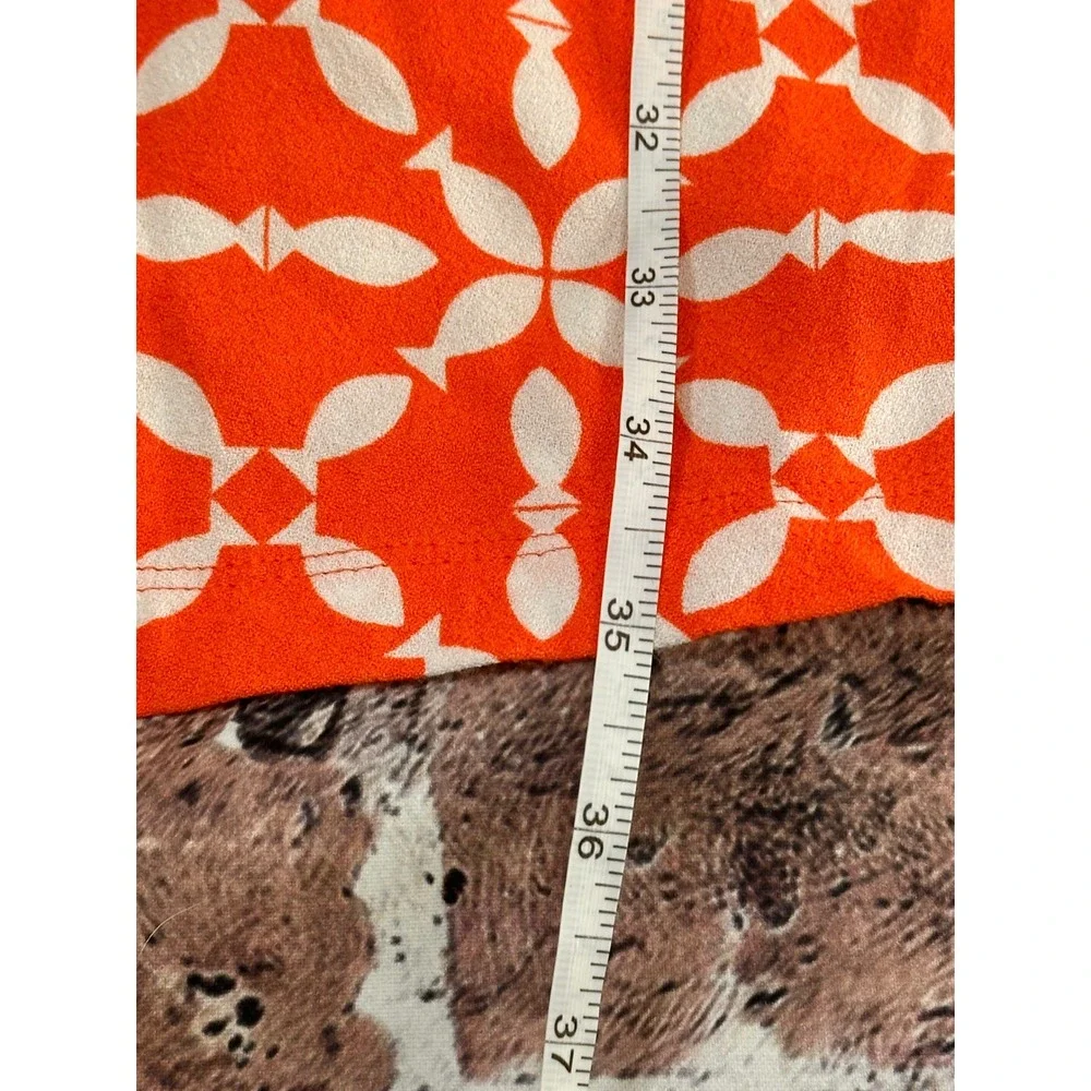 Boden Orange White Geometric Print Long Sleeve Blouson Dress US 4 WH902 - Picture 11 of 16